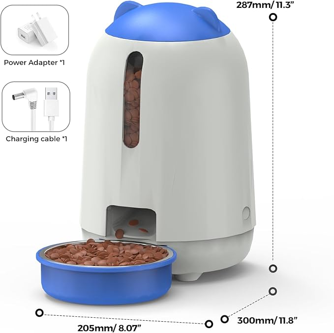 PAPIFEED Automatic Cat Feeder, App-Controlled WiFi Auto Food Dispenser with Dual Power Backup, Slow Feeding Mode, 3L Easy-Clean Feeder for Cats & Small Dogs (Blue)