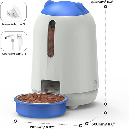 PAPIFEED Automatic Cat Feeder, App-Controlled WiFi Auto Food Dispenser with Dual Power Backup, Slow Feeding Mode, 3L Easy-Clean Feeder for Cats & Small Dogs (Blue)