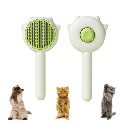 Magic Pet Grooming Brush, Self-Cleaning for Long Hair Cats and Dogs (Green)