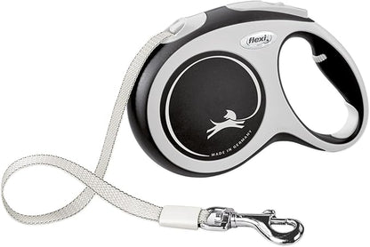 FLEXI® New Comfort Tape Retractable Dog Leash for Large Dogs Upto 132 lbs. – 16 ft., Black/Grey | Tangle Free Pet Walking Leash with One-Handed Brake, Pause, Lock |German Quality Product