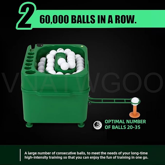 Electric Golf Ball Launcher, Auto-Dispensing 35 Balls Adjustable Height with 5000mAh Battery for Indoor Driving Range