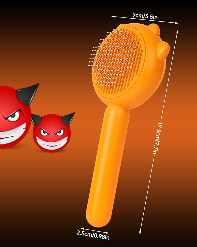 Cat Brush for Shedding, Pumpkin Cat Brushes with Gentle Bristles and Release Button, Gentle Self Cleaning Pet Brush for Indoor Cats and Dogs Daily Grooming Tool During Shedding Season