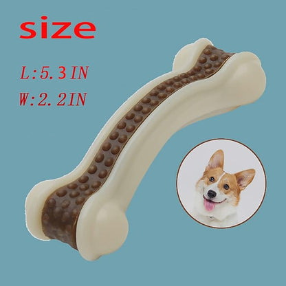 Dog Bones Chew Toys for Aggressive Chewers, 4 Pack Real Beef Flavor,Indestructible Dog Teething Chew Toys for Large/Medium/Small Puppies Breed,Tough Pet Toy with Nylon