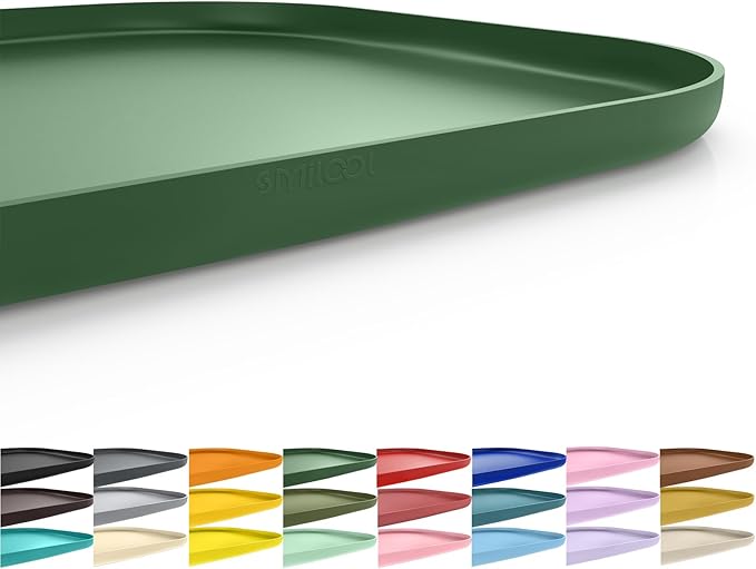 Silicone Pet Feeding Mat with Raised Edge for Food and Water, Dog Bowl Mats, Cat Bowls Placemat with High Lip for Floor Waterproof, Rubber Tray for Cats and Dogs 19 x 12 x0.7 Dark Olive