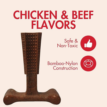 SPOT by Ethical Products 4 in Bambone Plus Easy Grip Peanut Butter, Beef & Chicken Dog Chew Bundle - Bamboo & Nylon Anti Anxiety Bone for Aggressive Chewers & Dental Health for Dogs - Medium (3 Pack)