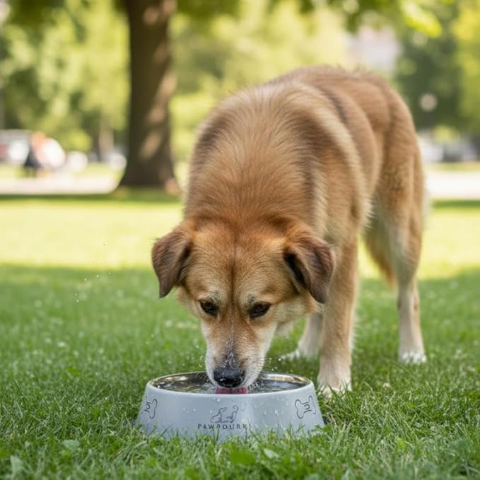 Printed Bowl 23.6 fl oz Anti-Skid Food and Water Dog Bowl | Stainless Steel Bowl for Dogs and Cats | Dog Water and Food Bowl | Dog Feeding Bowl (Grey)