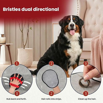 Upgraded Pet Hair Removal Glove for Dogs & Cats, Reusable Electrostatic 5 Finger Pet Hair Remover, Dog & Cat Grooming Glove for Couch Carpet Laundry Car Seat, Lint Brush Black