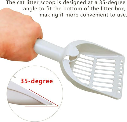 2 Pack Large Cat Litter Scoop Set with Bee-Shaped Wand Toy Refill, Heavy Duty Cat Scooper for Litter Box with 7mm Wide Large Holes, Long Handle & Hanging Hook, Kitty Litter Box Cleaning Tool