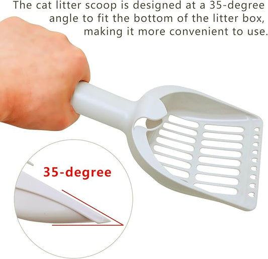 2 Pack Large Cat Litter Scoop Set with Bee-Shaped Wand Toy Refill, Heavy Duty Cat Scooper for Litter Box with 7mm Wide Large Holes, Long Handle & Hanging Hook, Kitty Litter Box Cleaning Tool