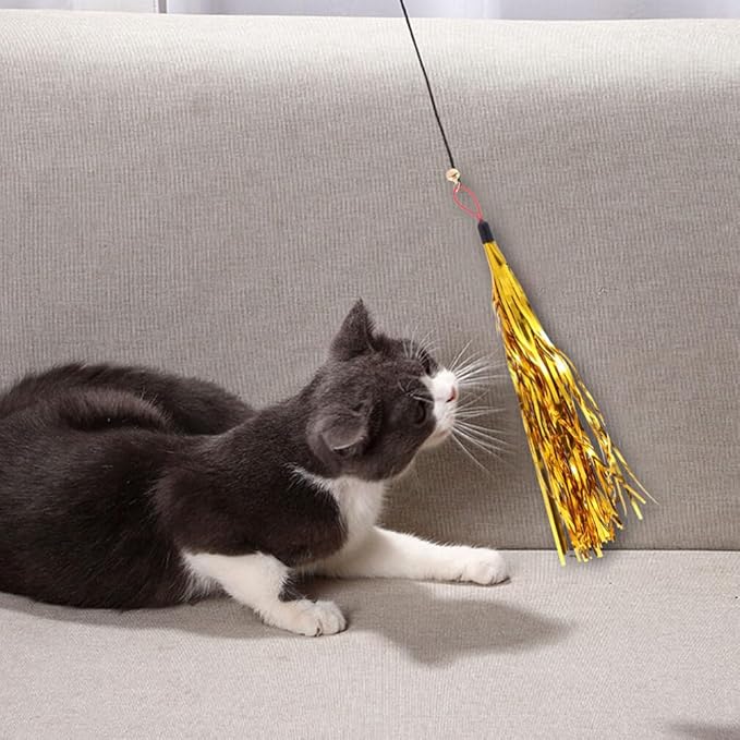 balacoo 30 Pcs Cat Teasing Replacement: Cat Interactive Tassel Teasing Stick Replacement Teaser Refills for Indoor s
