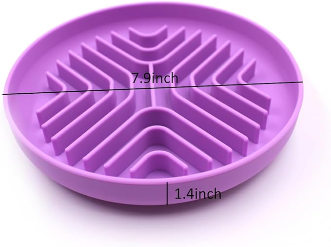 Slow Feeder Bowls for Dogs and Cats, 7.9inch Slow Down Bowl with Suction Cups, Puzzle Pet Bowls Non-Slip Design Dishwasher Microwave Safe 2PCS (Purple+Beige)