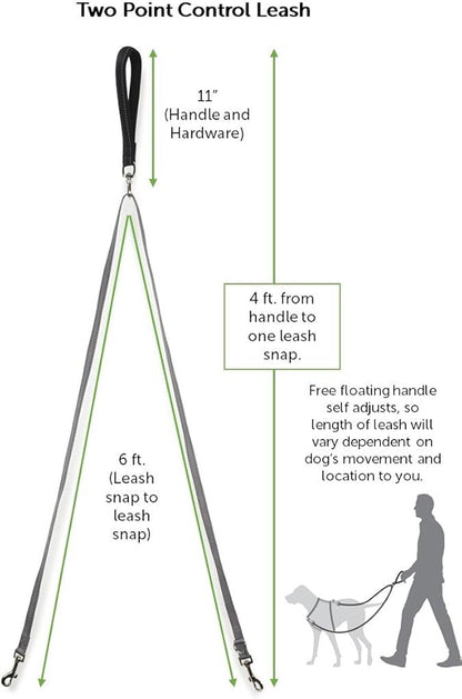 PetSafe Two Point Control Leash, Padded and Reflective Nylon, Converts to Single Leash, Works with 3in1 Harnesses, 3/4 in. Wide