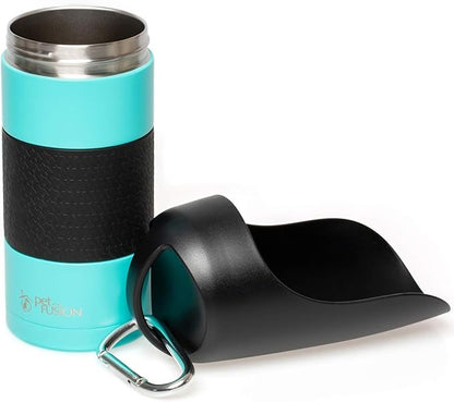 PetFusion Portable Dog Water Bottle & Dispenser (New-Large 22oz Dispenser) Insulated 2 Wall Stainless Steel- Optimal Cool Water Temp - Dog Travel Bottle