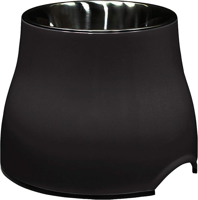 Dogit Elevated Dog Bowl, Stainless Steel Dog Food and Water Bowl for Large Dogs, Black, 73752