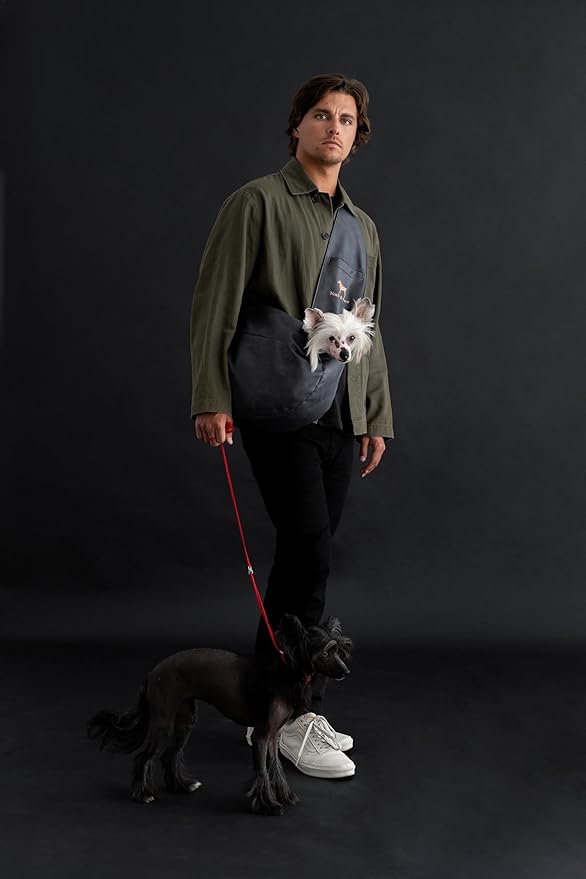 Noah & Paw Dog Sling Carrier for Small Dogs 3-10lb, Dog Sling for Small Dogs and Cats, Dog Carrier with Adjustable Padded Strap, Vegan Leather Lined with Fur, 3X Safety Features, Machine Washable