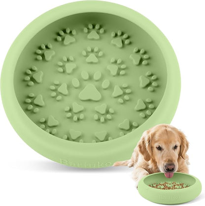 Dog Lick Bowl, Slow Feeder Dog Bowl Licking Mat for Small to Large Dogs, BPA-Free Non-Slip Silicone Slow Feeder Treat Dispenser for Anxiety Relief, Freezer & Dishwasher Safe (Green, 8.2"×2")