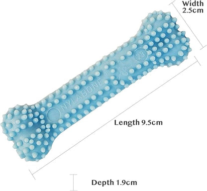 Nylabone Puppy Chew Blue Textured Teething Bone - Chewing Toys for Puppies - Puppy Supplies - Chicken Flavor, X-Small Dogs - Up to 15 Ibs, 1 Count