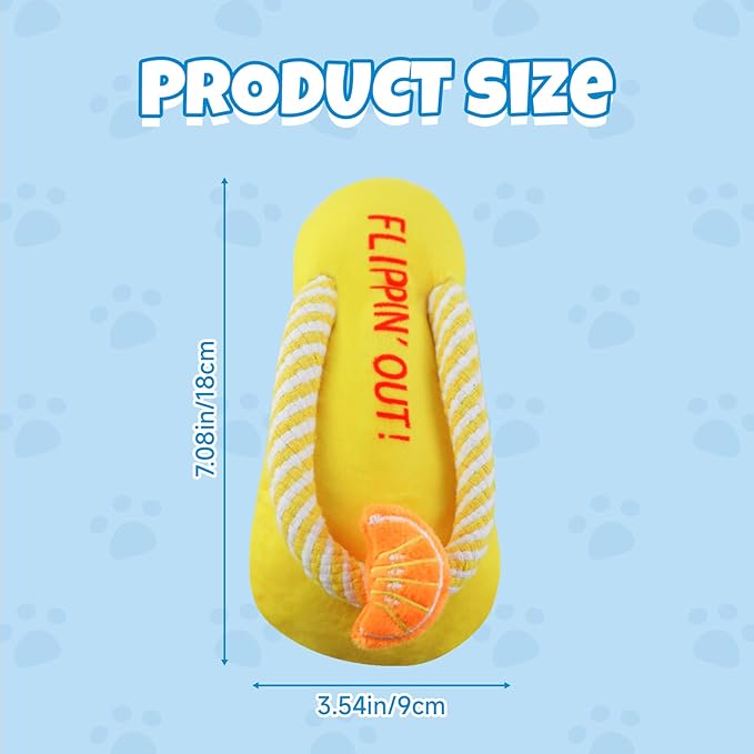 Andiker Dog Squeaky Toy, Plush Dog Chew Toys with a Squeaker, Slipper Shaped Interactive Dogs Toys for Small Medium Dogs Playing Chewing Teething Training (Yellow)