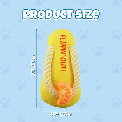 Andiker Dog Squeaky Toy, Plush Dog Chew Toys with a Squeaker, Slipper Shaped Interactive Dogs Toys for Small Medium Dogs Playing Chewing Teething Training (Yellow)
