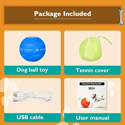 PetDroid Interactive Dog Toys Dog Ball,[Newly Upgraded] Durable Motion Activated Automatic Rolling Ball Toys for/Small/Medium/Large Dogs,USB Rechargeable (Blue)