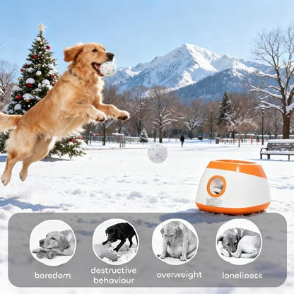 Automatic Dog Ball Launcher for Medium and Large Dogs, 26-79 FT Adjustable Distance Thrower, Hands-Free Automatic Ball Launcher for Dogs Fetch Dog Ball Launcher Toy with Safety AUT