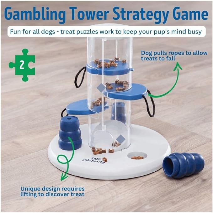 TRIXIE Gambling Tower Dog Activity Interactive Toy, Level 2 Food Puzzle Game, Brain Teasing Treat Dispenser, IQ and Mental Development Toy for Smart Dogs, Enrichment Toy for Boredom Busting