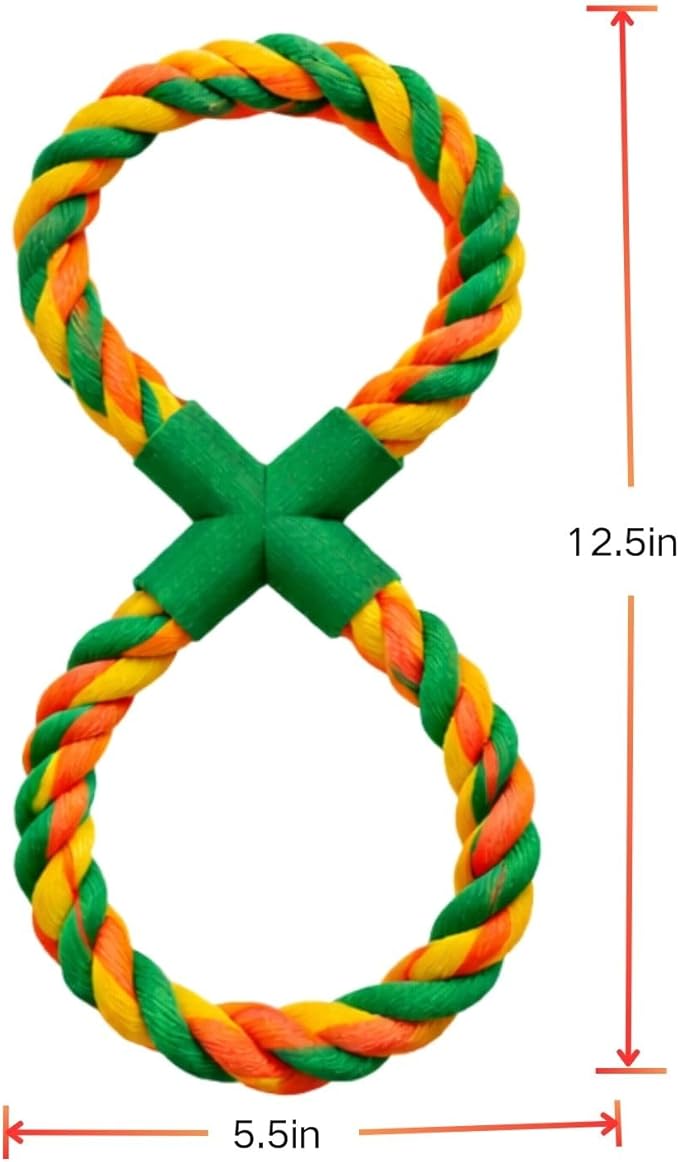 Durable Rope Toy for Medium-Large Dogs, Indestructible Chew & Tug Toy for Powerful Chewers, Teeth-Cleaning Cotton Rope(Figure-8 Rope)