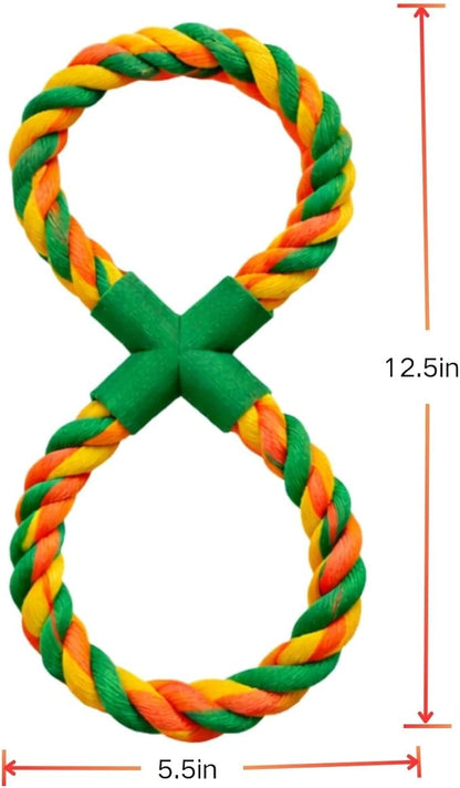 Durable Rope Toy for Medium-Large Dogs, Indestructible Chew & Tug Toy for Powerful Chewers, Teeth-Cleaning Cotton Rope(Figure-8 Rope)