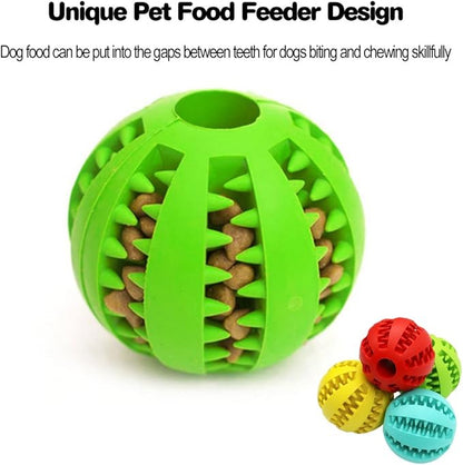 Idepet Dog Toy, Nontoxic Bite Resistant Toy for Pet Dogs Puppy Cat, Dog Pet Food Treat Feeder Chew Tooth Cleaning Exercise Game IQ Training Ball (3.15 inch, Blue&Green)