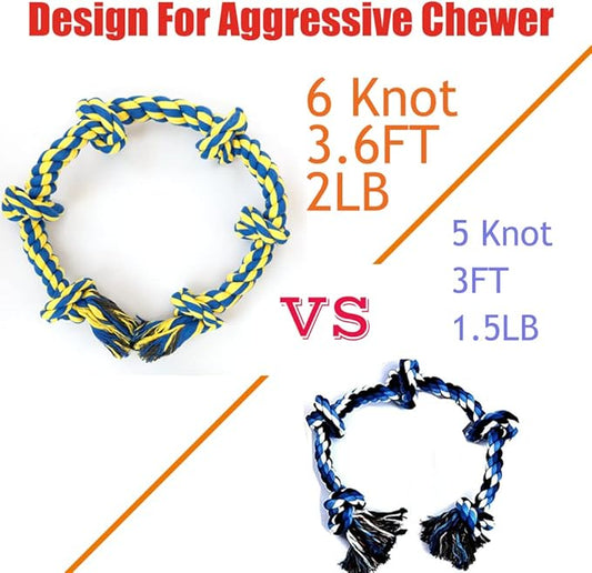 2 Pack Large Dog Rope Toy for Aggressive Chewer - Heavy Duty, Durable & Tough Chew Rope - Tug of War Play, Outdoor & Indoor - Chewing Tugging & Pulling for Large Breed Big Dog