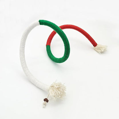 Andiker Cotton Rope Toys, 27.55Inches Color Blocking Cotton Rope Toys, Safe Cat Toys Teething Chew for Boredom and Stimulating (Red+Green+Beige)