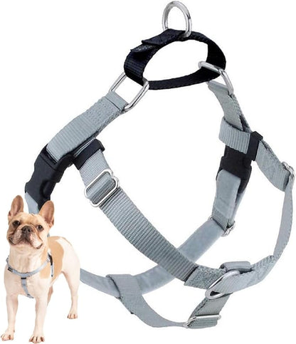 2 Hounds Design Freedom No Pull Dog Harness, Adjustable Harness, Easy Walking & Comfortable Control, Fits Small, Medium & Large Dogs, Solid Colors, Made in USA, 5/8" SM, Silver