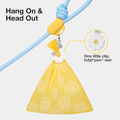 VETRESKA Hands-Free Dog Leash, 8FT Adjustable Rope Leash for Medium Large Dogs, Waist/Crossbody Slip Lead Leashes for Walking, No Pull Dog Leashes with Bag Dispenser, Clip, 3 in 1 Walk Kit (Daisy)