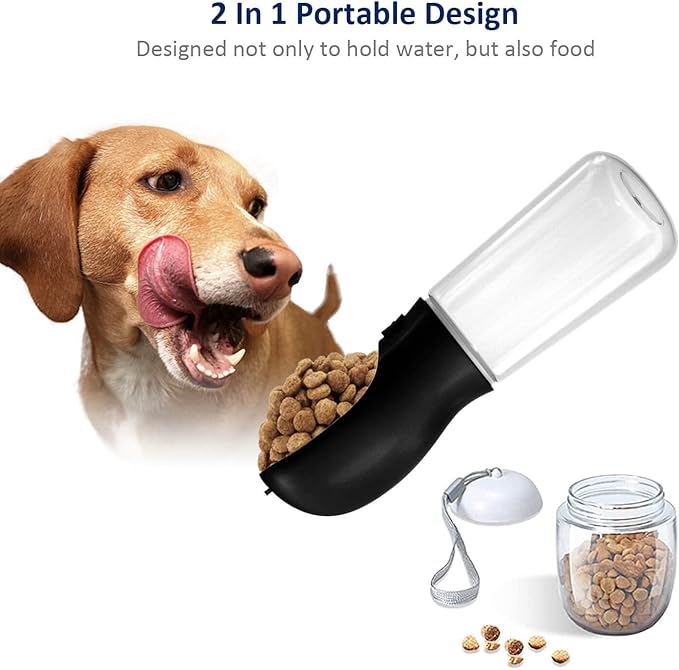 WePet Portable Dog Water Bottle with Food Container, 19 OZ + 6 OZ, Leak Proof Puppy Water Dispenser with Drinking Feeder for Pets Outdoor Walking, Hiking, Travel, Food Grade Plastic