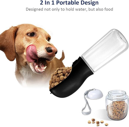 WePet Portable Dog Water Bottle with Food Container, 19 OZ + 6 OZ, Leak Proof Puppy Water Dispenser with Drinking Feeder for Pets Outdoor Walking, Hiking, Travel, Food Grade Plastic