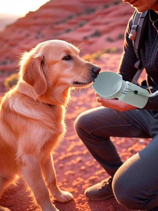 Collapsible Portable Dog Water Bottle & Bowl – Leak-Proof Pet Water Bottle for Dogs, Travel & Walking Accessory