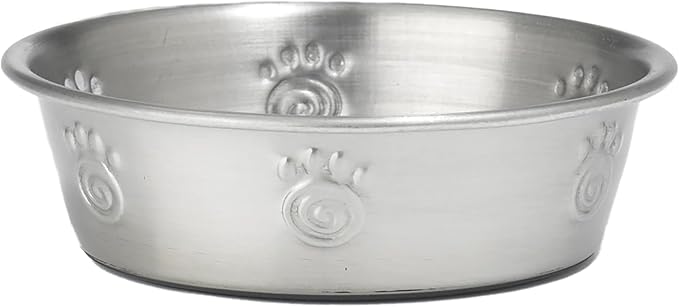PetRageous 60046 Cayman Classic Non-Skid Stainless-Steel Dishwasher Safe Bowl 1-Cup Capacity 4.5-Inch Diameter 1.5-Inch Tall for Small Dogs and Cats of Any Size, Metallic