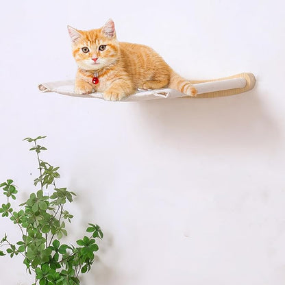 Cat Hammock Wall Mounted Shelf with Two Steps - Cat Wall Shelves and Perches for Sleeping, Playing, Climbing, and Lounging - Modern Bed & Furniture for Large Cats or Kitty