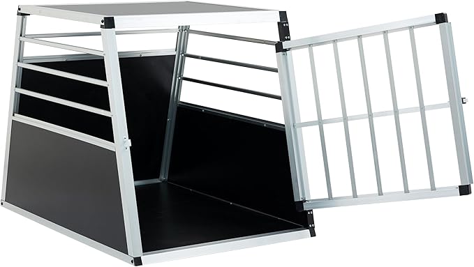Pet Car Transport Cage with Lockable Aluminium Puppy Travel Crate Box with Trapezoidal Kennel Design for Dogs and Cats Safe and Sturdy Dog & Cat Carrier Cage 35 × 25 × 27 in