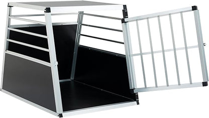 Pet Car Transport Cage with Lockable Aluminium Puppy Travel Crate Box with Trapezoidal Kennel Design for Dogs and Cats Safe and Sturdy Dog & Cat Carrier Cage 35 × 25 × 27 in