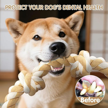 Ycozy 4-Knot Rope Toy for Medium/Small Dogs - 26in Aggressive Chewer Puppy Tug Toy, Almost Indestructible Teething Chew Toy