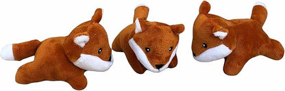 Glow Pups 3 Pack of Fox Plush Dog Toys with Squeakers for Small and Medium Size Dogs, Replacement Animal Toys for Glow Pups Burrow Hide and Seek Tree Toy (3 Pack: Replacement Animals, Fox)