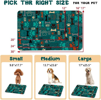Dog Food Mats for Floors Waterproof, Pet Water Bowl Mats Pet Feeding Absorbent Placemats Green 24 * 32 inch