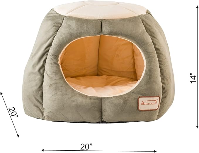 Armarkat Cat Bed, Laurel Green and Beige