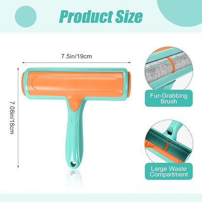 Roller Pet Hair Remover – Reusable Lint Roller for Dog & Cat Hair on Furniture, Couch, Carpet, Rugs, Bedding & Car – Portable, Eco-Friendly (Light Blue)