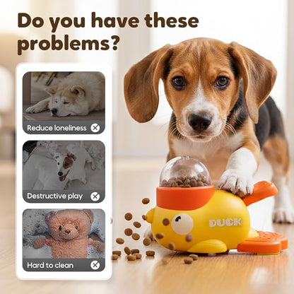 Dog Interactive Treat Dispenser, 2026 New Yellow Duck Cat Treat Dispenser, Interactive Dog Food Dispenser with Button, Dog Food Slow Treat Feeding Dispenser for Small & Large Cats Dogs (2)