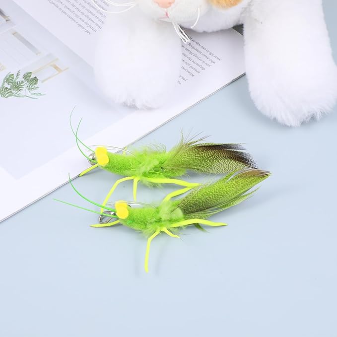 3 Pcs Cat Feather Toys, Interactive Cat Toys with Feather Simulation Insects Grasshopper Refills Interactive Cats Teaser Wand Attachments for Cats Kitten Wand