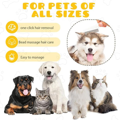 Multifunctional Pet Comb,2PCS New Pet Hair Removal Flea Comb for Dogs Cats,Grooming Brush Fine Magic Knot Remover,Fine-Tooth Stainless Cleaning Massage Brush for Puppies (Purple)