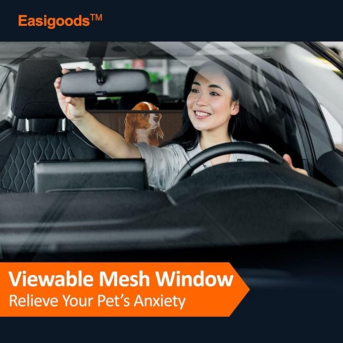Waterproof,Scratch Resistant Car Backseat Cover for Dogs and Pets.Backseat Protector for Small,Medium,Large Cars SUV Truck.Mesh Window,Useful 3 Pockets,Kid-and-Dog Shareable Backseat