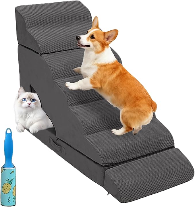 7-Step Dog Stairs for High Beds 30-36", Non-Slip Pet Steps for Large Dogs, Pet Stairs for Small Old Dogs/Cats
